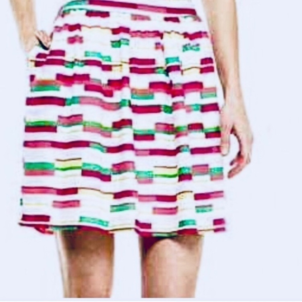 Kaari Blue Multicolour Linen Mini Skirt